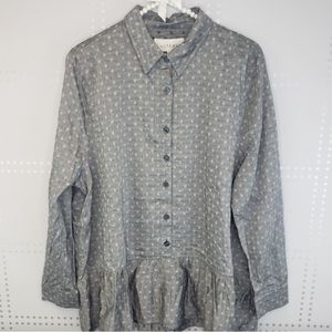 THE GREAT. Gray Textured Blouse